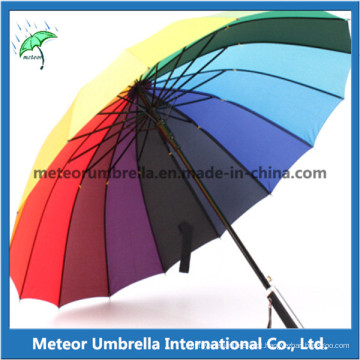 Automatic Open Metal Frame tecido Ployster 16ribs guarda-chuva Parasol arco-íris